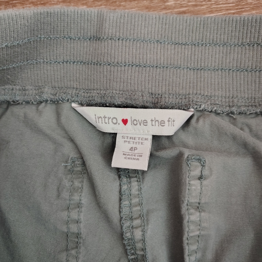 Intro. Love The Fit Capri Green 4p Petite Straight - Picture 5 of 5
